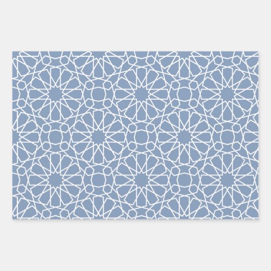 Dusty Blue Arabesque Pattern Gift Wrapping Paper (Voorkant 2)