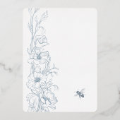 Dusty Blue Art Déco Fleur sauvage Faire-part de ma (Verso)