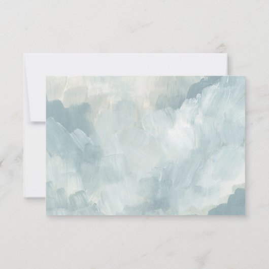 Dusty Blue Artistic Modern Abstract Bruiloft RSVP (Achterkant)