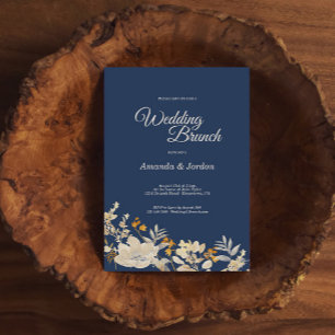 Dusty Blue Automne Boho Mariage Brunch Invitation