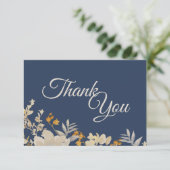 Dusty Blue Automne Boho Mariage Merci plat (Debout devant)