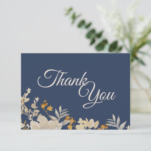 Dusty Blue Automne Boho Mariage Merci plat (Debout devant)