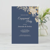 Dusty Blue Autumn Boho Engagement Party Kaart (Staand voorkant)