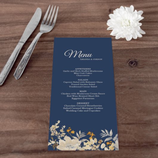 Dusty Blue Autumn Boho Menu Mariage