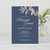 Dusty Blue Autumn Boho Rehearsal Dinner Invitation Kaart (Staand voorkant)