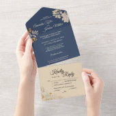 Dusty Blue Autumn Boho Wedding All In One Uitnodiging (Afscheurbaar)