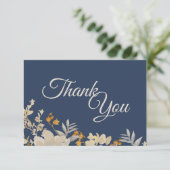 Dusty Blue Autumn Boho Wedding Bedankt Flat Kaart (Staand voorkant)