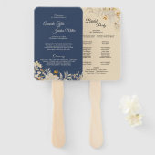 Dusty Blue Autumn Boho Wedding Program Hand Fan Handwaaier (Voorkant en achterkant)
