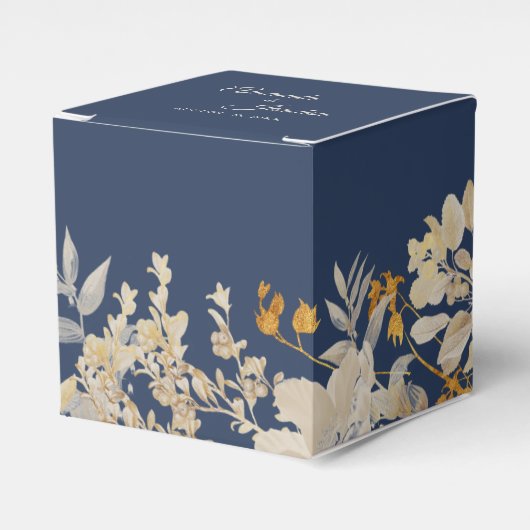 Dusty Blue Autumn Boho Wedding Square Favor Box Bedankdoosjes (Voorkant Zijde)