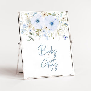 Dusty Blue Baby Bloom Baby shower Boeken en gesche Poster