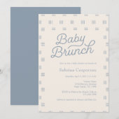 Dusty Blue Baby Brunch | Minimalistische Sage Boho Kaart (Voorkant / Achterkant)