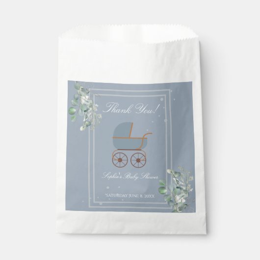 Dusty Blue Baby Carriage Custom Sign Bedankzakje (Voorkant)