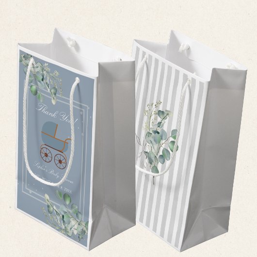 Dusty Blue Baby Carriage Custom Sign Klein Cadeauzakje