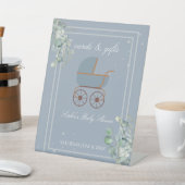 Dusty Blue Baby Carriage Kaarten & Gift Reclamebord Met Voetstuk (Insitu)