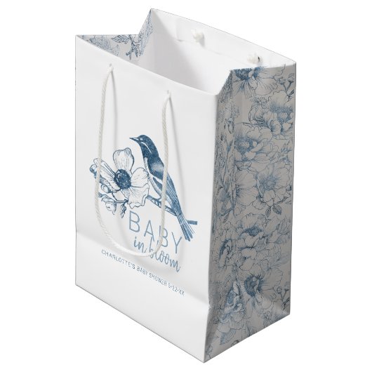 Dusty Blue Baby in Bloom Boy Douche Cadeau Sac (Devant Angle)