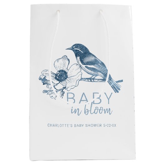 Dusty Blue Baby in Bloom Boy Douche Cadeau Sac (Devant)