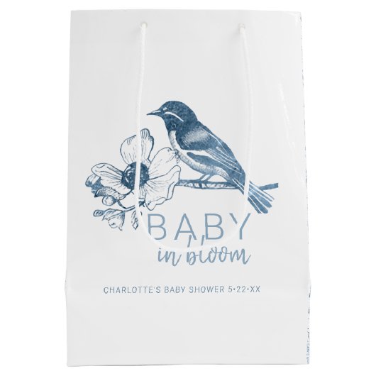 Dusty Blue Baby in Bloom Boy Douche Cadeau Sac (Dos)