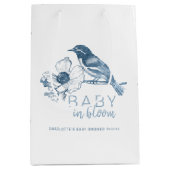 Dusty Blue Baby in Bloom Boy Shower Gift Bag Medium Cadeauzakje (Voorkant)