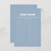 Dusty Blue Baby Naam suggesties spel kaart (Voorkant / Achterkant)