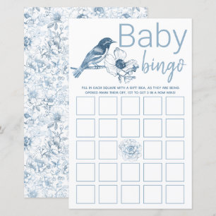 Dusty Blue Baby shower Baby Bingo Carte de jeu