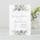 Dusty Blue Baby shower Boy Kaart (Staand voorkant)