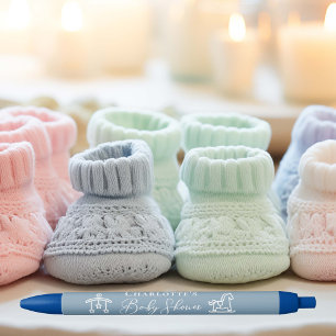 Dusty Blue Baby shower Chic Gepersonaliseerd Zwarte Inkt Pen