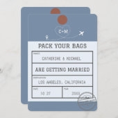 Dusty Blue Bagagelabel Save the Date (Voorkant / Achterkant)