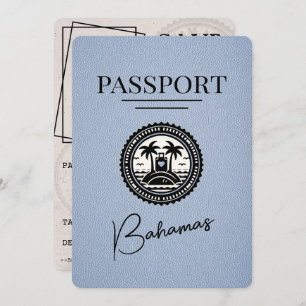 Dusty Blue Bahamas Passport Bewaar de datum Save The Date
