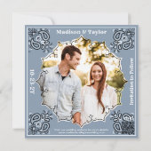 Dusty Blue Bandana Photo Plat Enregistrer La Carte (Dos)