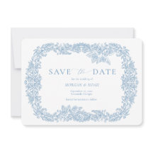 Dusty Blue  Barok Floral Save the Date