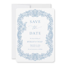 Dusty Blue  Barok Floral Save the Date