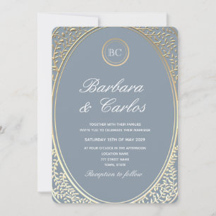 Dusty Blue Baroque Wedding Kaart