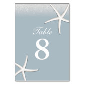 Dusty Blue Beach Starfish Trouwtafel Nummers Kaart (Voorkant)