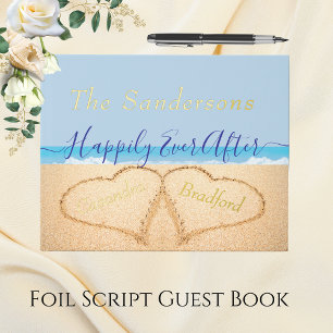 Dusty Blue Beach Wedding Gold ou Silver Script