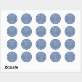 Dusty Blue Bedankt Script Namen Rustieke bruiloft Ronde Sticker (Vel)