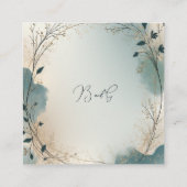 Dusty Blue Beige Boho Chic foliage wreath Wedding Informatiekaartje (Achterkant)