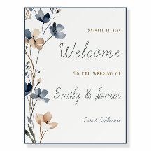 Dusty Blue Beige Botanical Modern Elegant Wedding