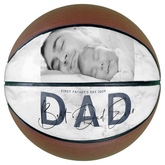 Dusty Blue Best Pap Ever Foto First Fathers Day Basketbal (Voorkant)