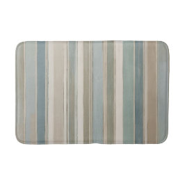 Dusty Blue Blauwgroen Sage Beige Stripe Badmat