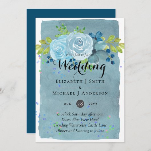 Dusty Blue Blauwgroen Wedding Trending Budget (Voorkant / Achterkant)