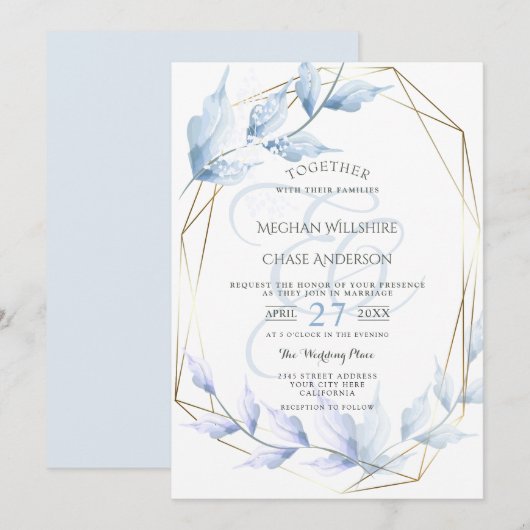 Dusty Blue Bleek Lila afval Kaart (Voorkant / Achterkant)