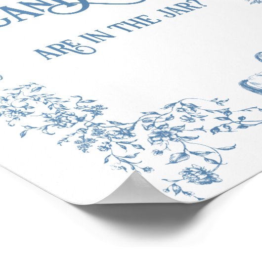 Dusty Blue Bloemen Baby shower Guess spel Poster (Hoek)