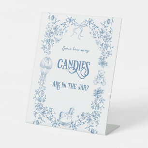 Dusty Blue  Bloemen Baby shower Guess spel Reclamebord Met Voetstuk