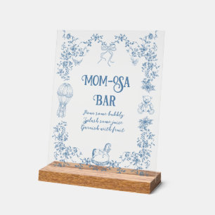 Dusty Blue Bloemen Baby shower Momosa Bar Acryl Bord