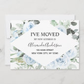 Dusty Blue Bloemen Bewegende Aankondiging (Voorkant)