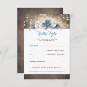 Dusty Blue Bloemen Rustieke Bruiloft RSVP (Voorkant / Achterkant)