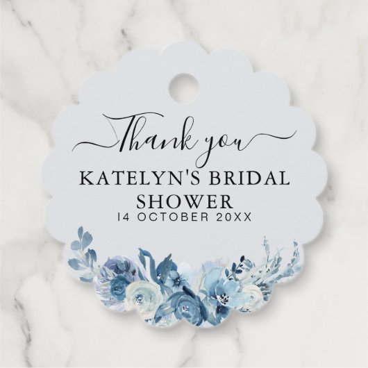 Dusty Blue Bloemen vrijgezellenfeest Dank u Bedankjes Labels (Achterkant)