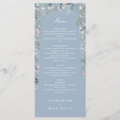 Dusty Blue Bloemen Wildbloemen Bruiloft Diner Menu (Voorkant)