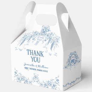 Dusty Blue Bloemenverpleegkundige Baby shower boe Bedankdoosjes