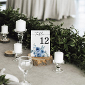 Dusty Blue & Blue Boho Floral Table Number Kaart